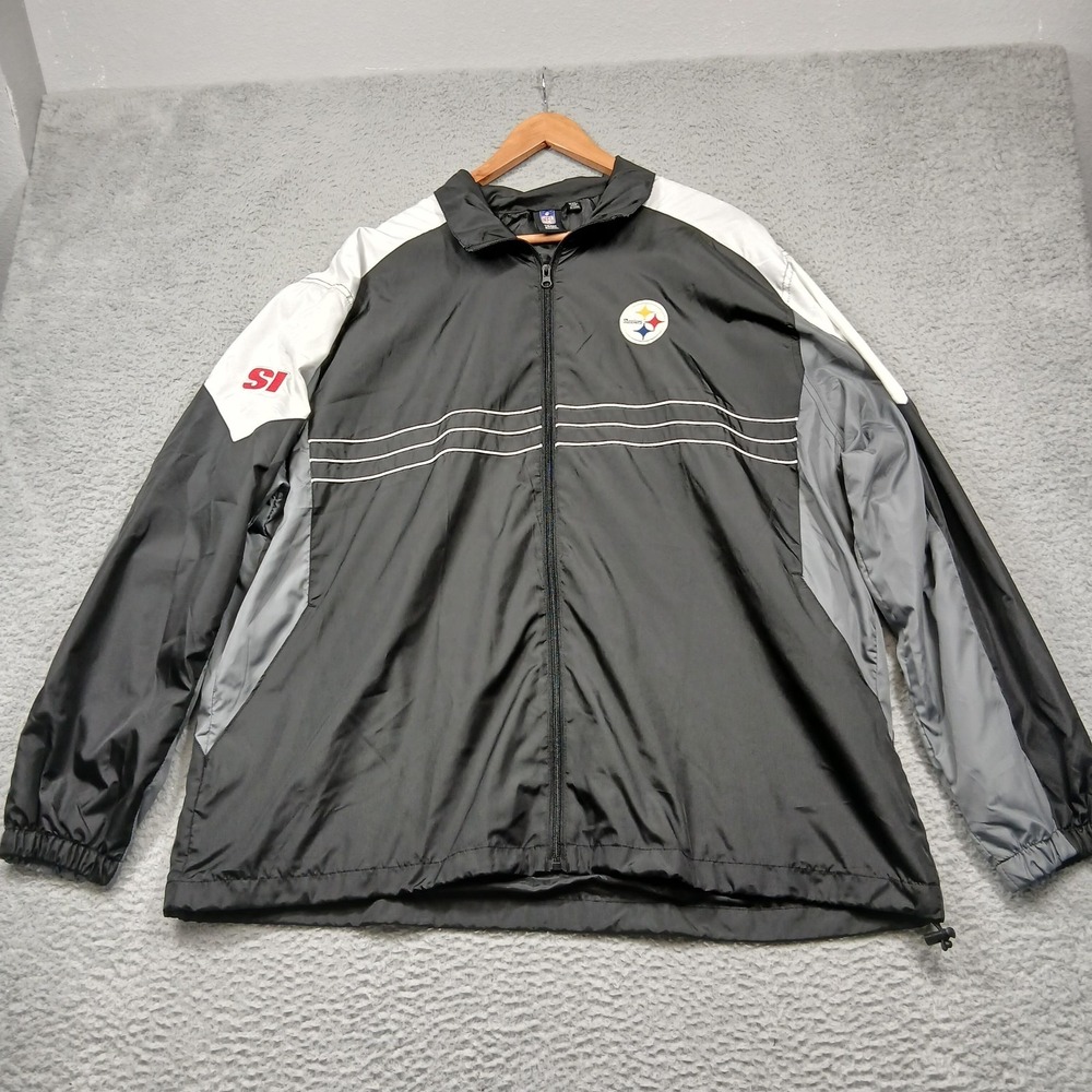 Pittsburgh Steelers‎ Jacket Mens XXL Black Gray NFL Football Reebok Windbreaker